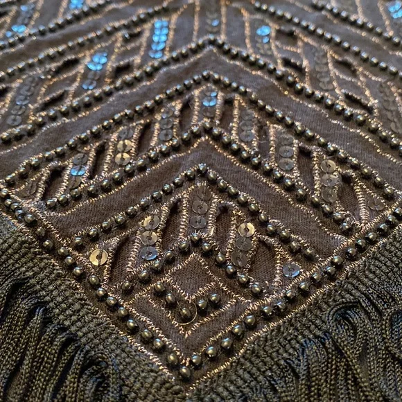 Express Black Eyelet Beaded Sequined Fringe Sleeveless Top - Picture 5 of 8